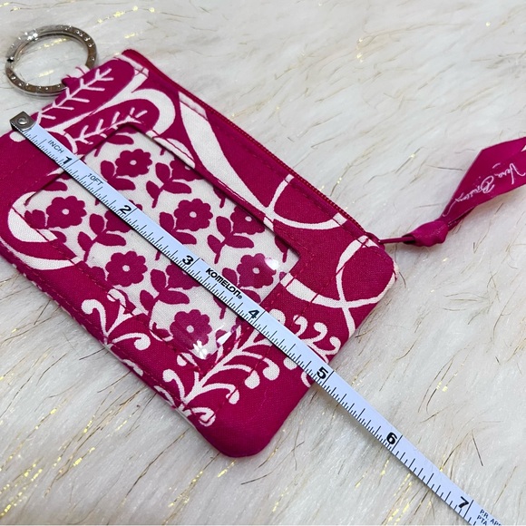Vera Bradley Pink Paisley Floral pattern Zip small ID Wallet like new Condition - Picture 7 of 8